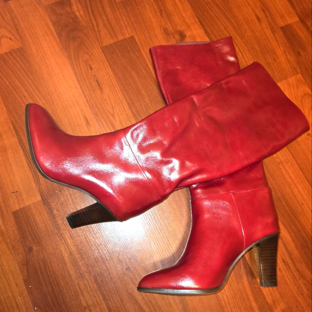 Jeffrey Campbell Dark Red Knee Boots! Size 5.5. New. Fun and classy